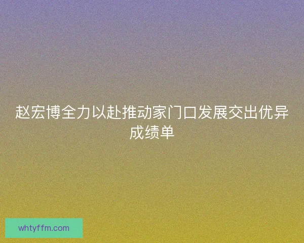 赵宏博全力以赴推动家门口发展交出优异成绩单