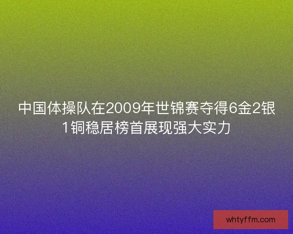 中国体操队在2009年世锦赛夺得6金2银1铜稳居榜首展现强大实力